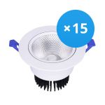 Mehrfachpackung 15x LED Downlight Rund Schwenkbar 15W 1200lm 60D - 930 Warmweiß | 135mm - Ausschnitt 110mm - UGR <19